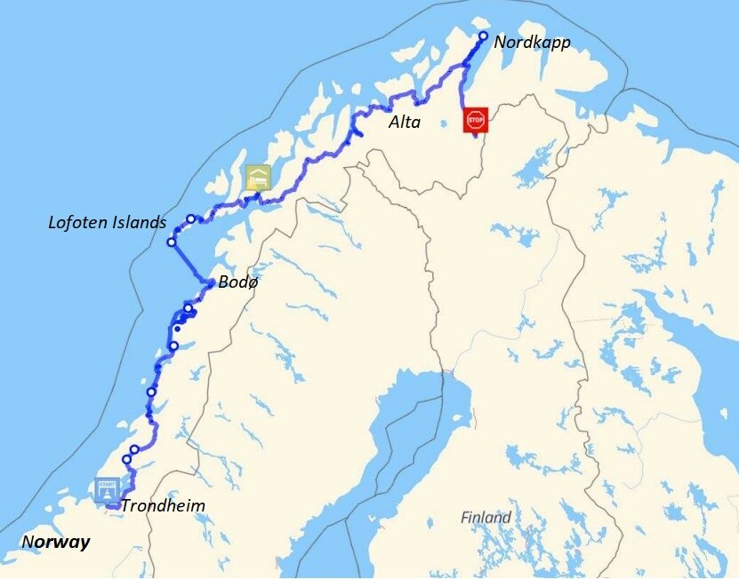 Our driving route in northern Norway - ten days
