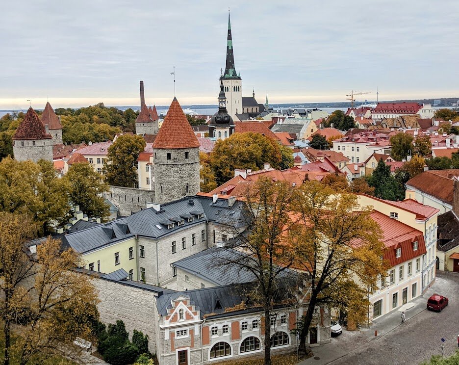 View down on the rooftops of old town Tallinn
