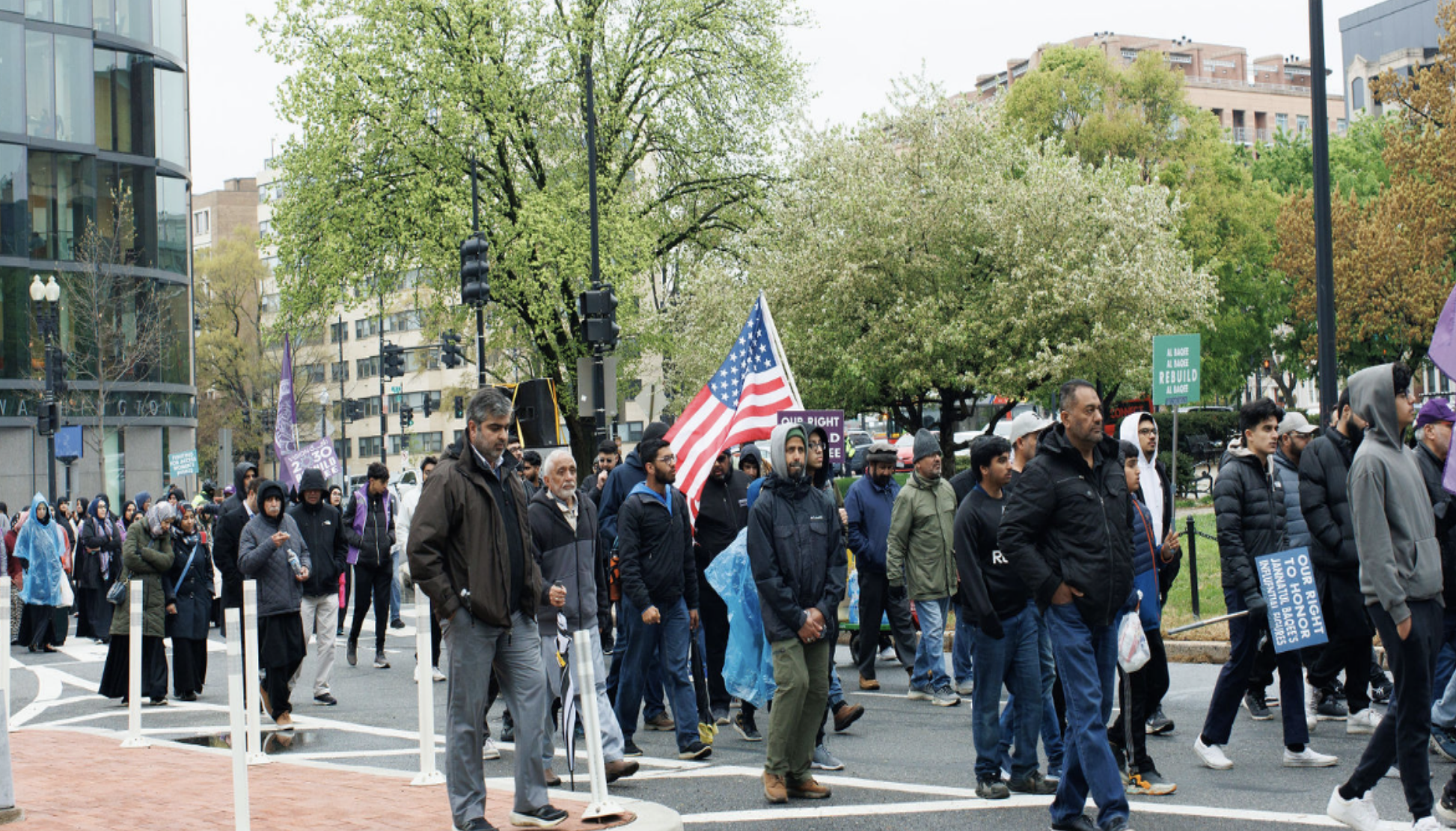 Protestors marched through the streets of Washington, DC, undeterred by the challenging
conditions, chanting slogans and waving flags, including the American flag, to symbolize their
call for justice.