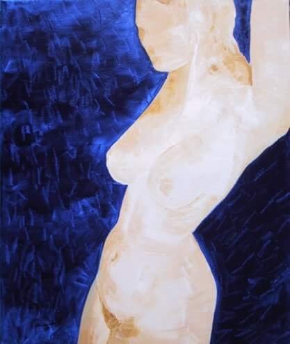 Blue Nude IV, 80cm x 60cm, acrylic and oil on canvas, Emma Henke 2001