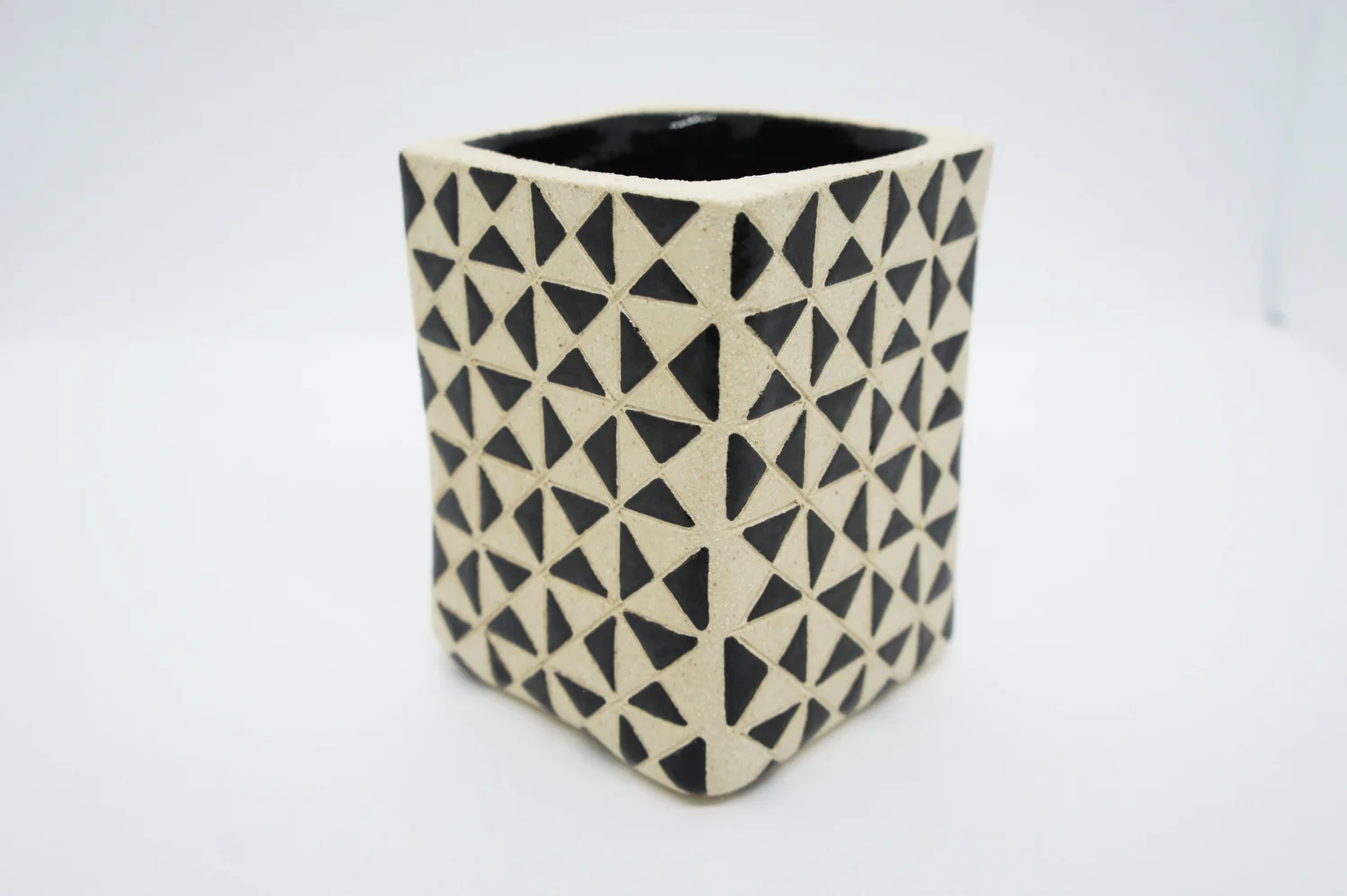 pix Large White Geometric Vase clay beirne pottery geometric pots