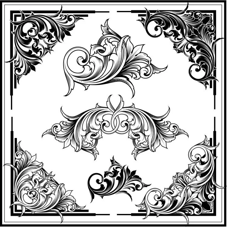 Engraving Scroll vector pack
