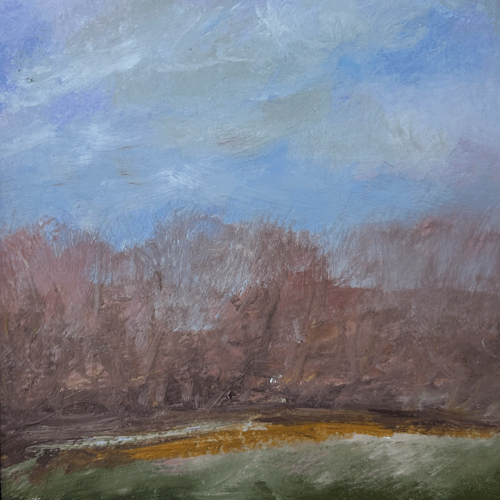 Tranquil Autumn Landscape Framed Oil Painting - Titled Autumn Walk