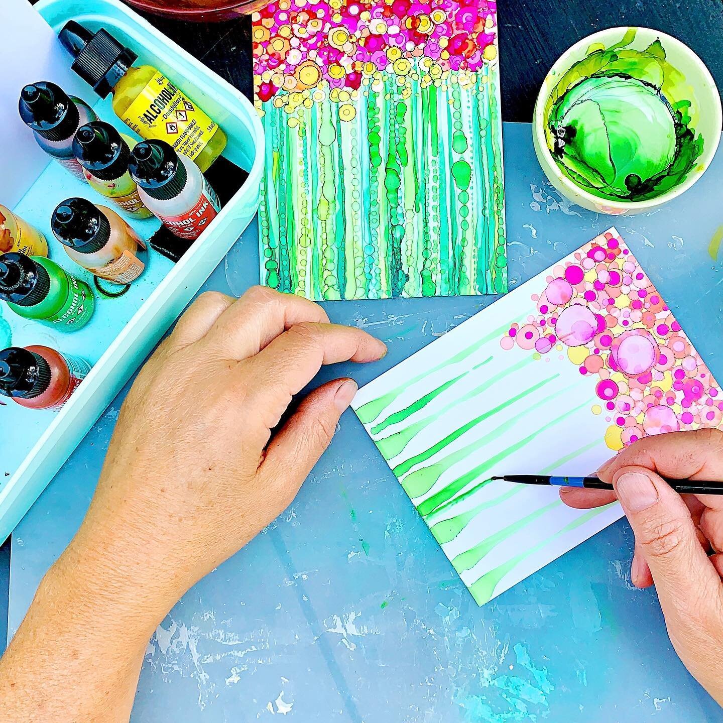 Painting in my garden. #alcoholink #gardenart #mixedmedia #botanicalpickmeup #floralart #rangeralcoholinks