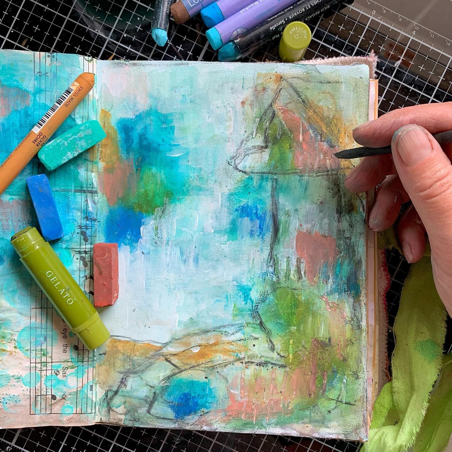 #exploringboundaries #eaclasses #wanderlustclass2021 @kasiaavery I really enjoyed this lesson. I finally had to quit - it kept changing and morphing. I would love it then hate it then love it again. My daughter saw a house so I tried to add it in. I 