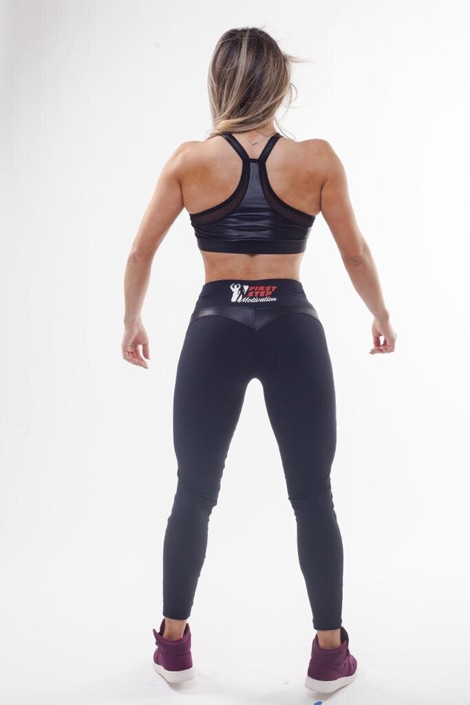 Black Mesh Leggings back