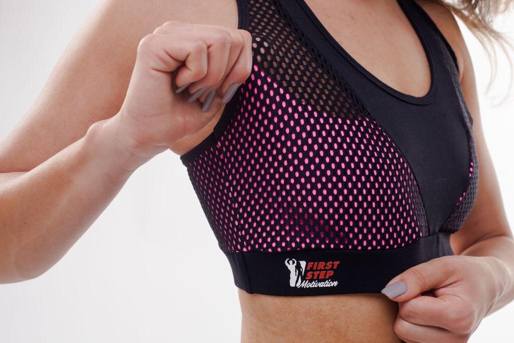 Pink & Black Fish Net Sports Bra
