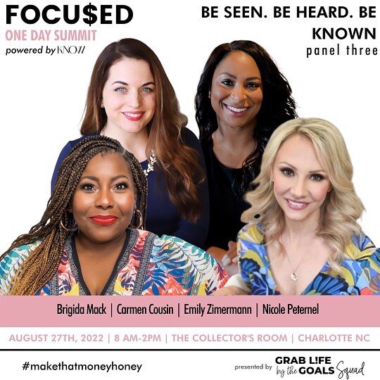 The is your last call to get your ticket to FOCU$ED: A One Day Summit powered by KNOW happening this Saturday!&nbsp;⁣
⁣
I&rsquo;m super excited to share the stage with Emily Zimmerman and Nicole Peternel ⁣and our incomparable moderator Brigida Mack t