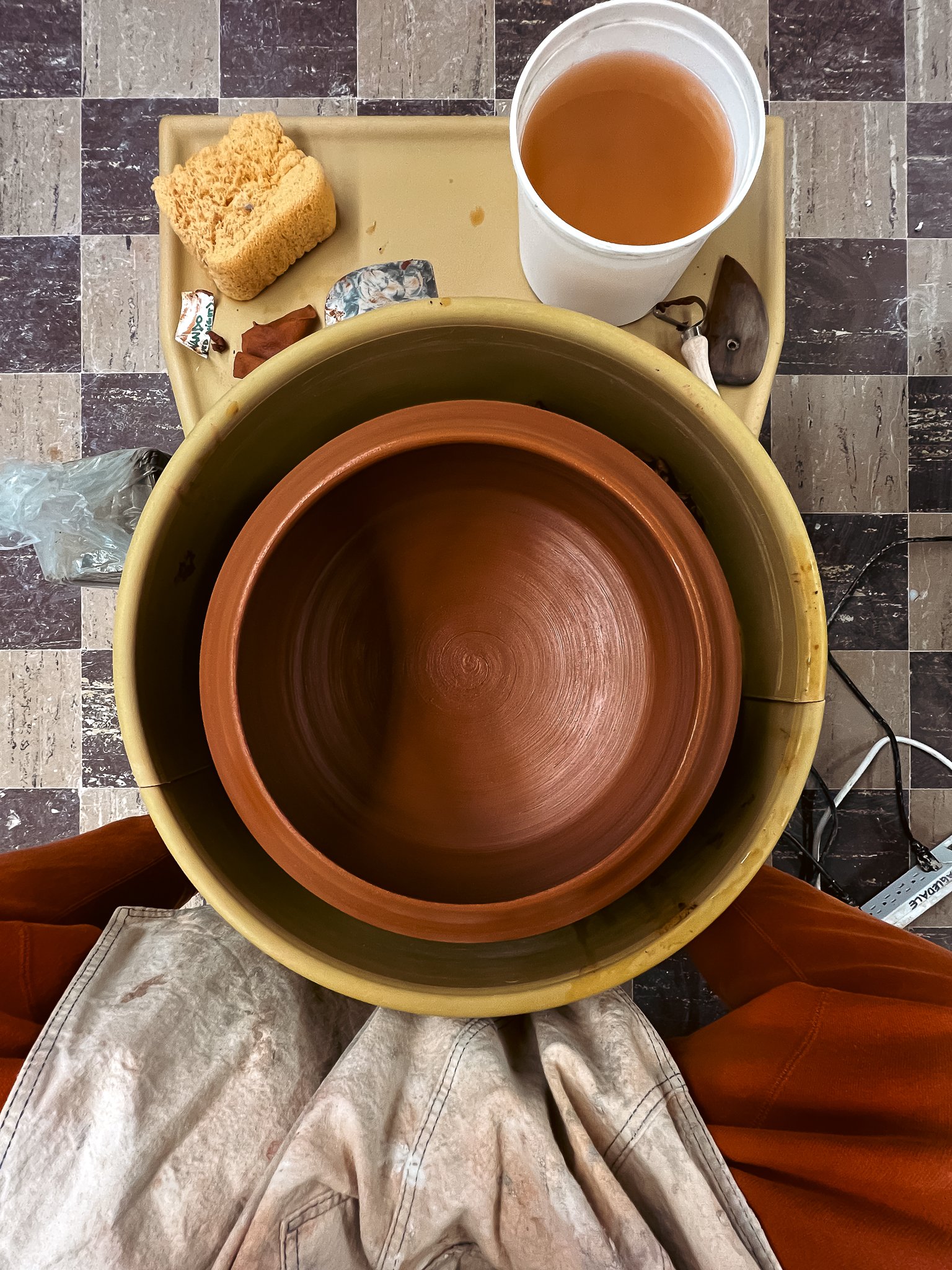 Clay on wheel