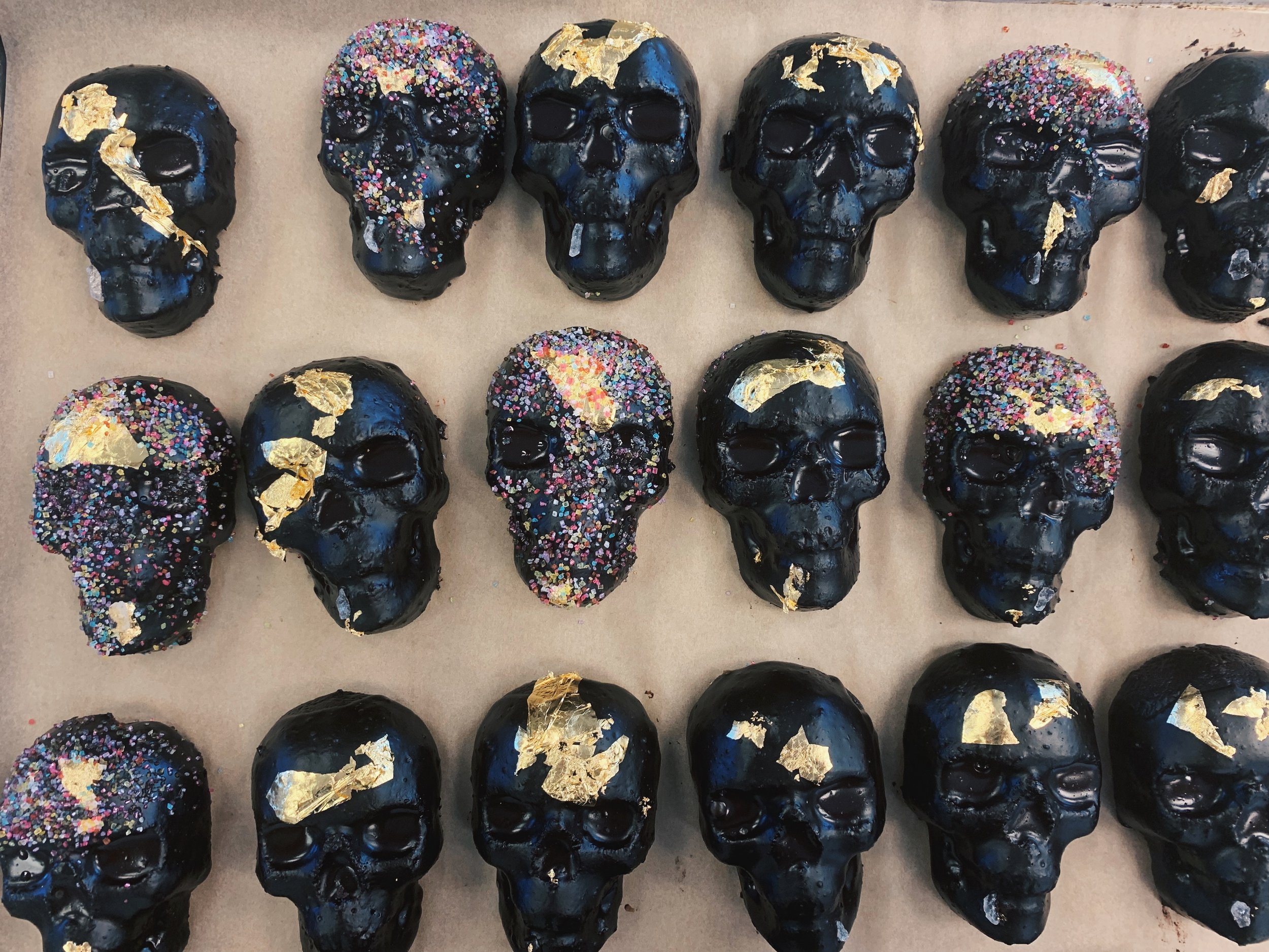  Custom jeweled skull cakes for Polly Wales pop-up 