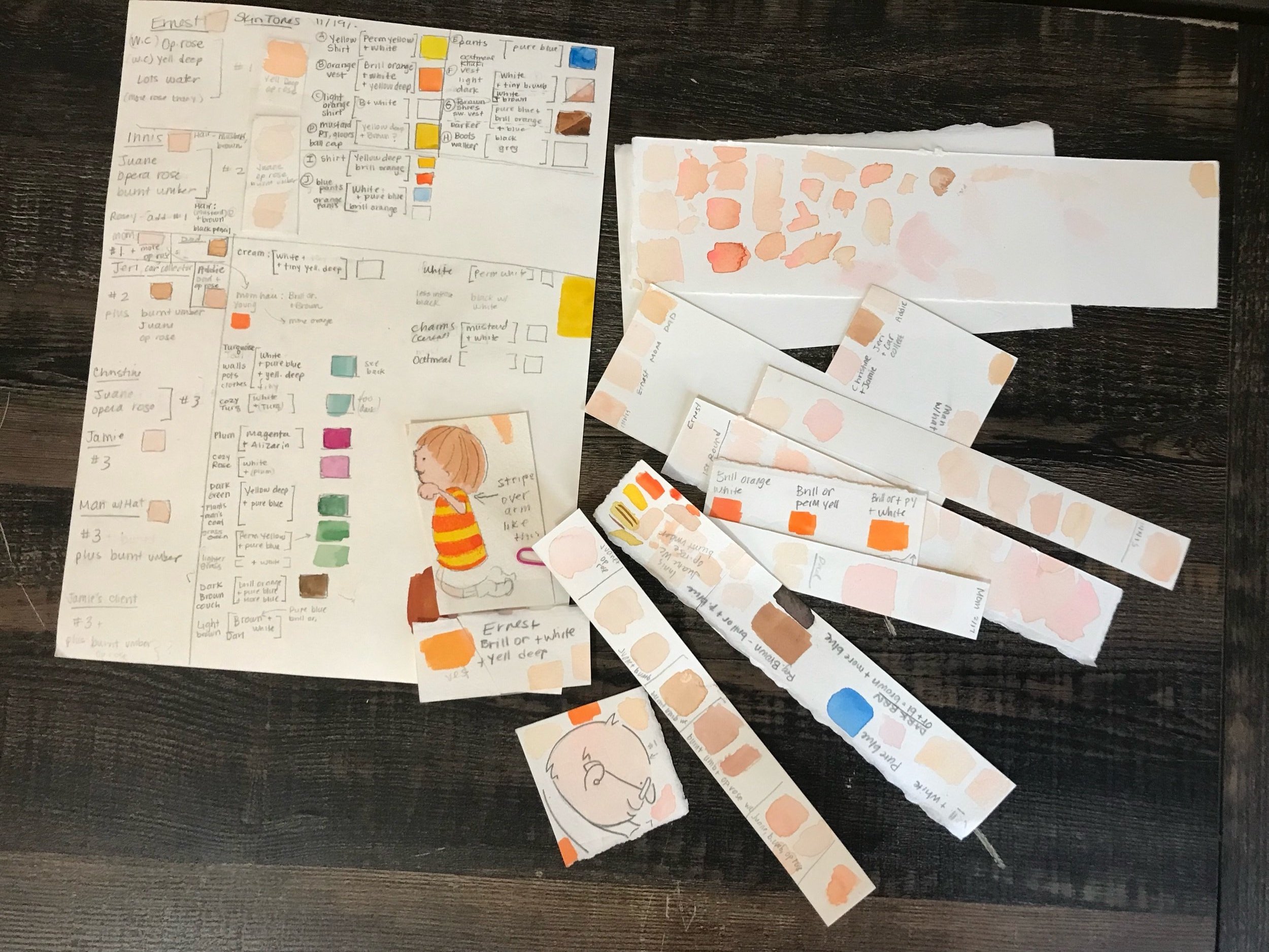 Color swatches for painting