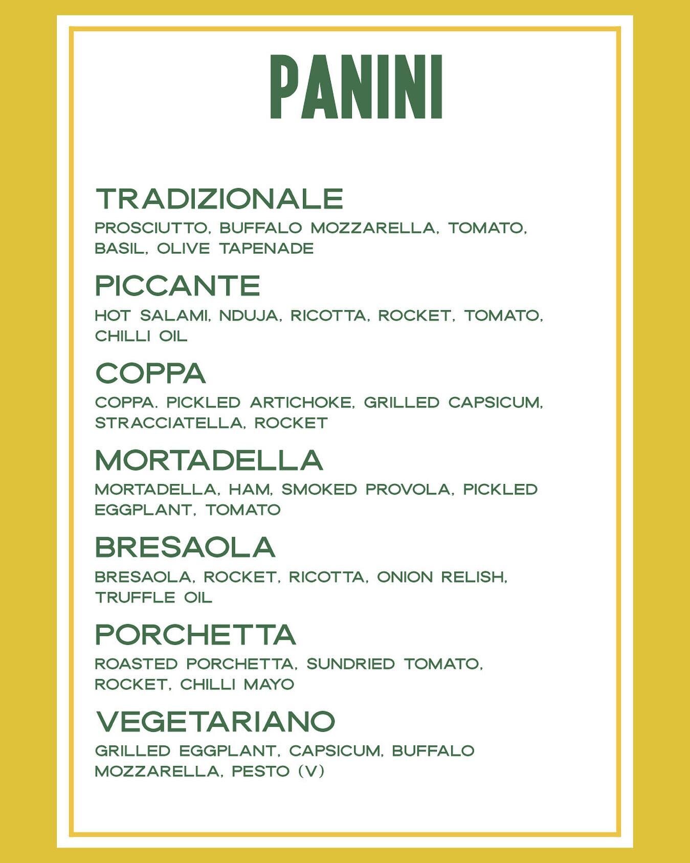 First look at our take-away Panini menu!