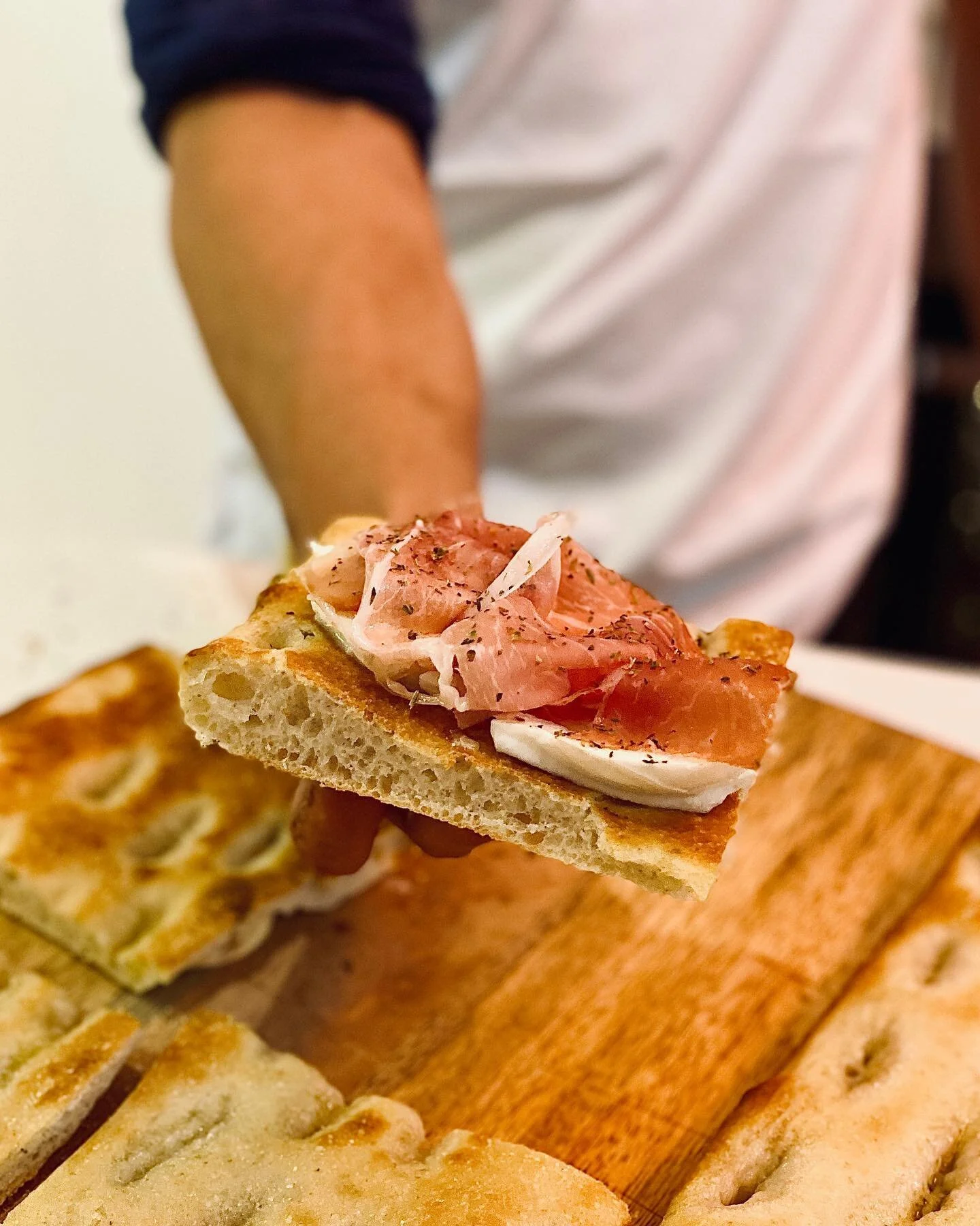 Focaccia with Buffalo Mozzarella and San Daniele Prosciutto