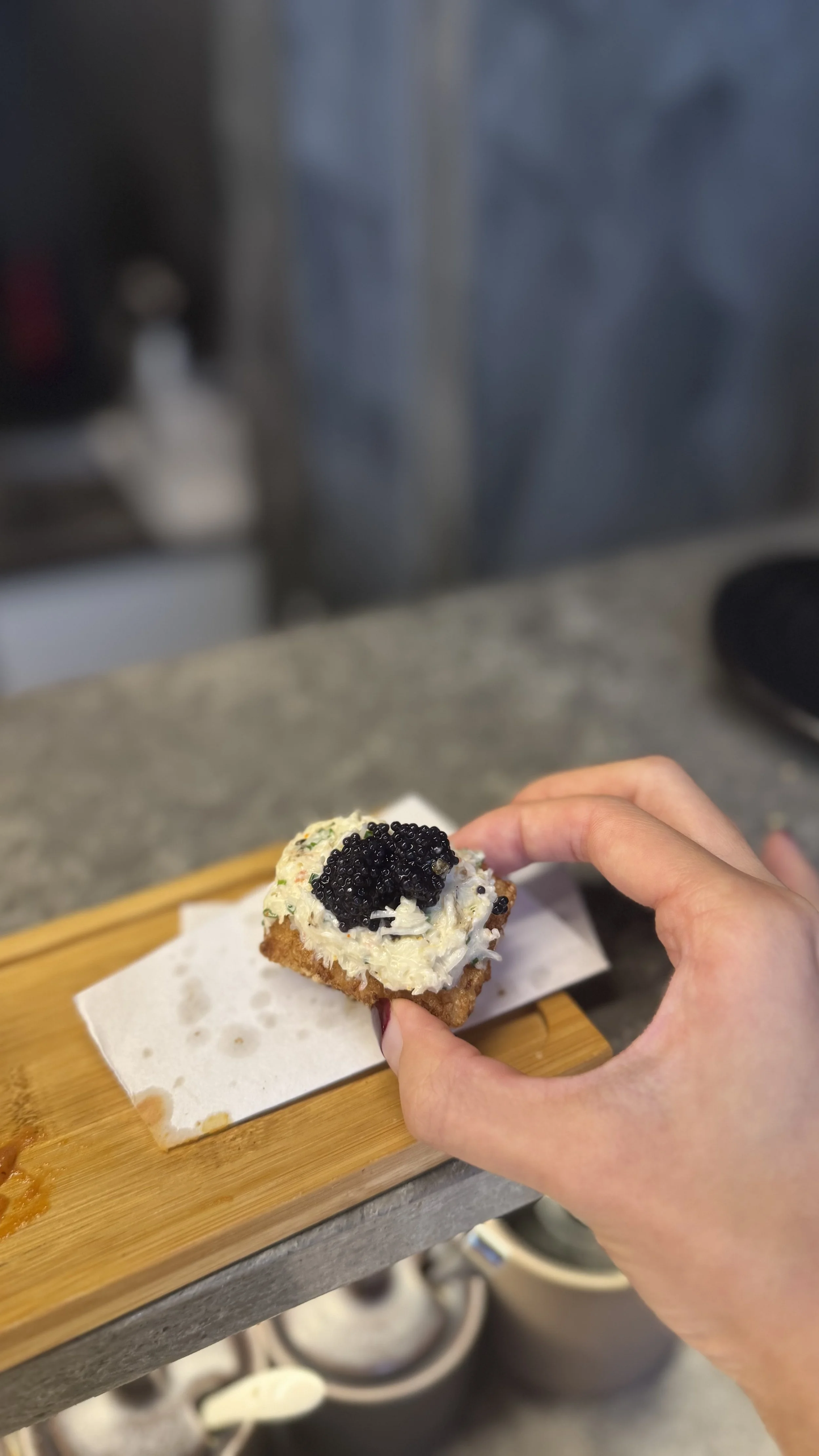 Red Crab Crispy Sushi with Caviar