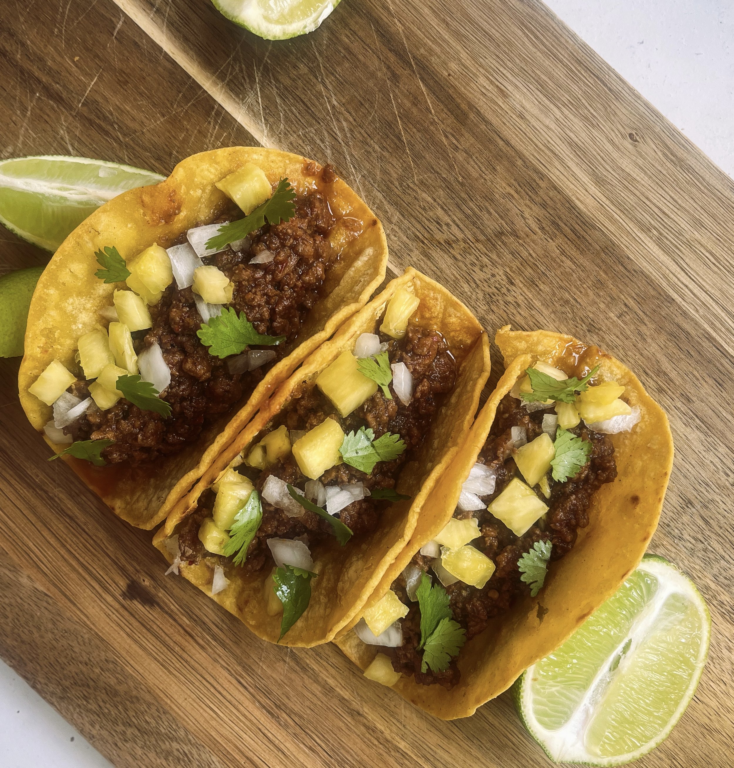 Ground pork al pastor tacos