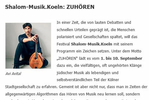 Kulturmagazin: Shalom-Musik.Koeln: ZUHÖREN