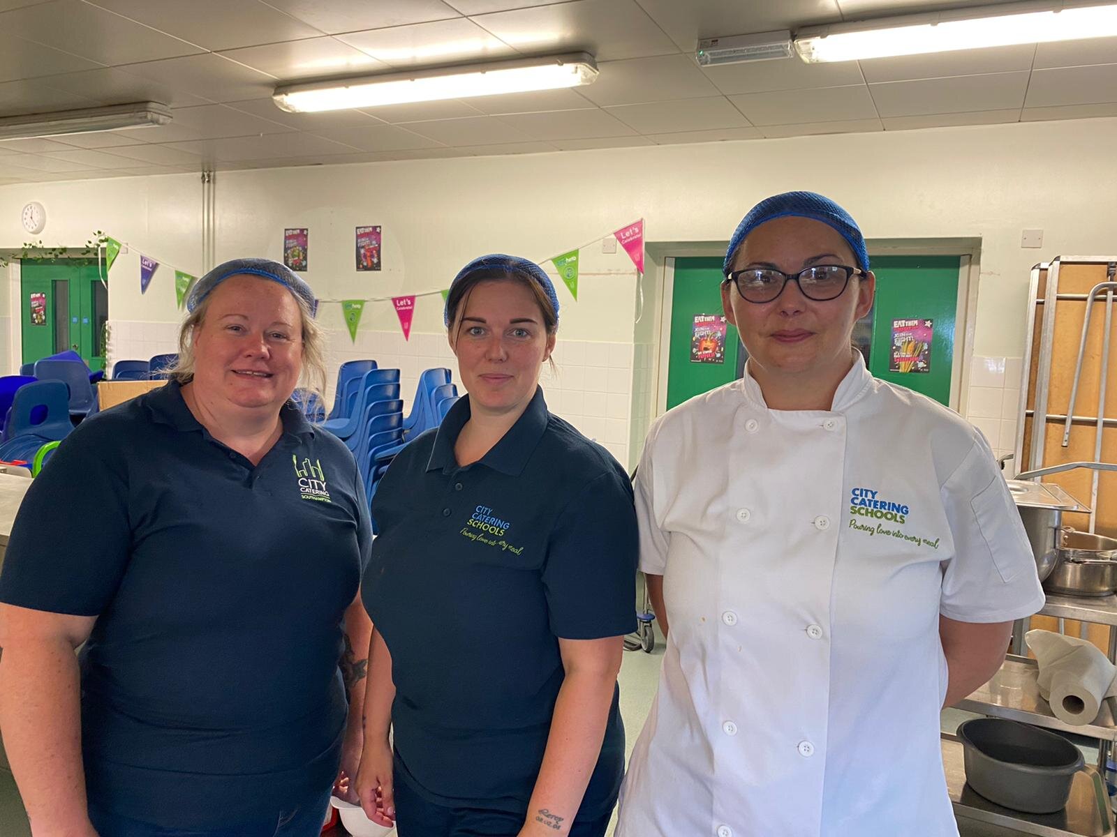 Louise, Catherine and Emily from one of our Lunch Crowd production kitchens on day 1 of serving