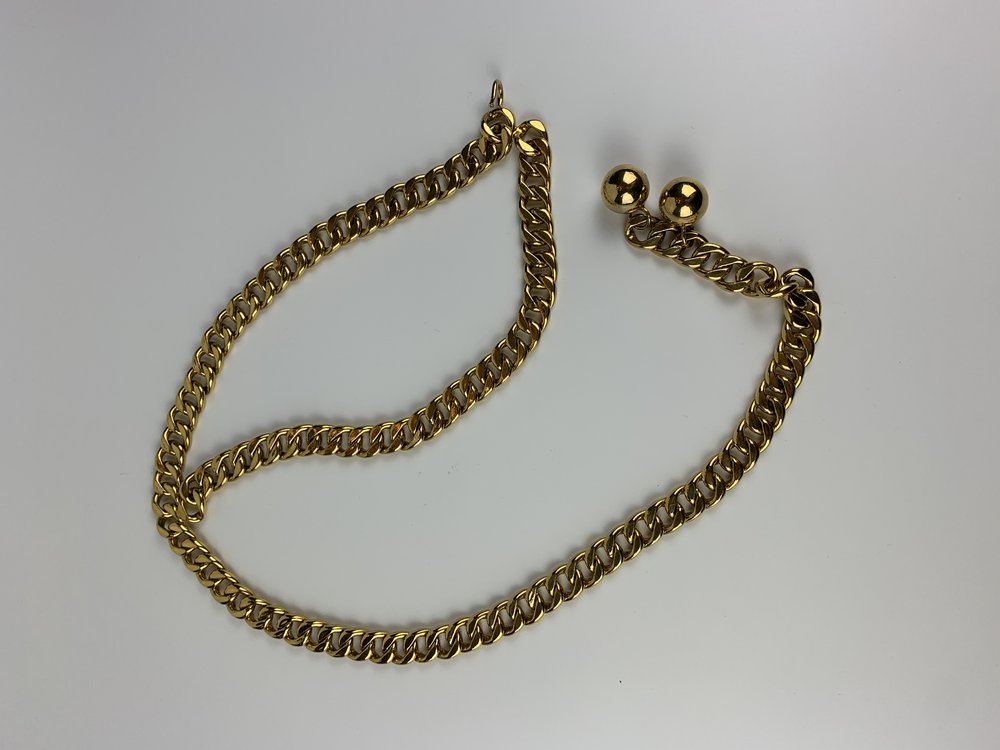 CHANEL GOLD CHAIN BELT WITH BALL CHARMS - RARE VINTAGE