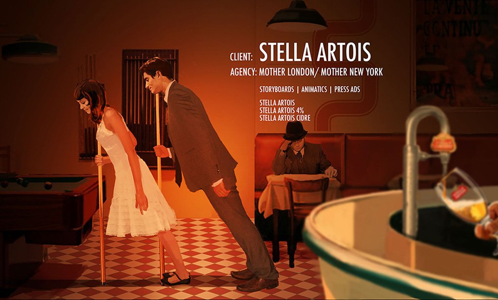 Treehouse 24 Storyboard visual work for Stella Artois brand. Created by Tom Ellis for Mother London.