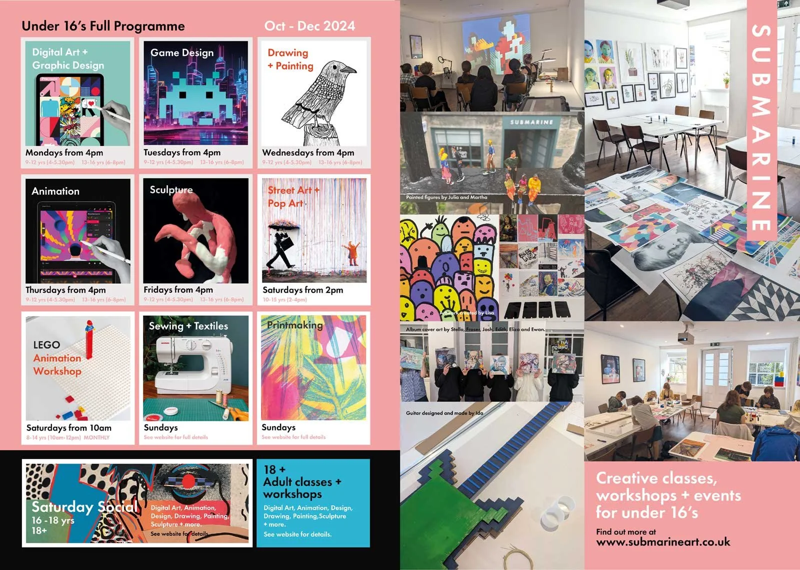 Promotional flyer for Submarine Art + Design School, Edinburgh. Designed by Tom Ellis.