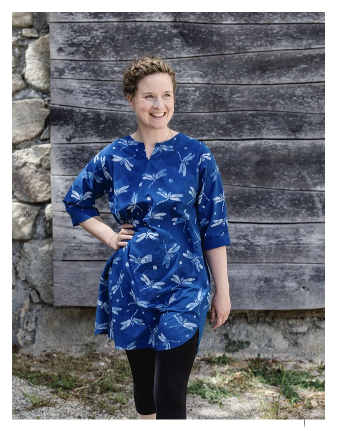 Longshirt Blaudruck Libelle