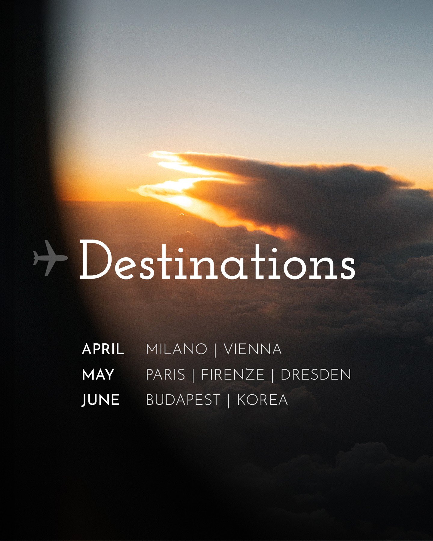 📅 Destinations - confirmed schedule so far
2024
April - Milan | Vienna
May - Paris | Firenze | Dresden
June - Budapest | Korea

Prague is available all-year

💬 DM / email me for still available dates and pricing!

📅 데스티네이션 촬영 - 확정 스케줄
2024
4월 - 밀라