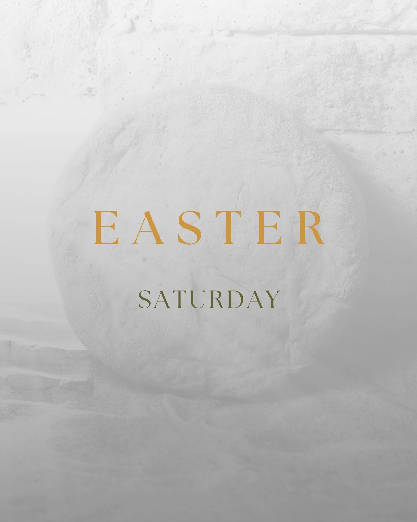 Easter Saturday. The day of hiding, waiting, watching. The in-between space. The now and not-yet.