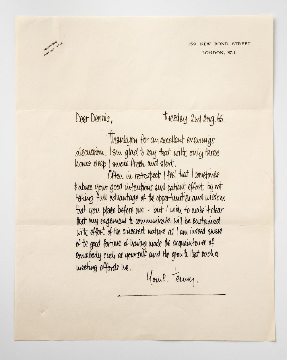 Terry Letters 6. Carta de Terry Delamere, 8 de febrero de 1965 — urgyen house