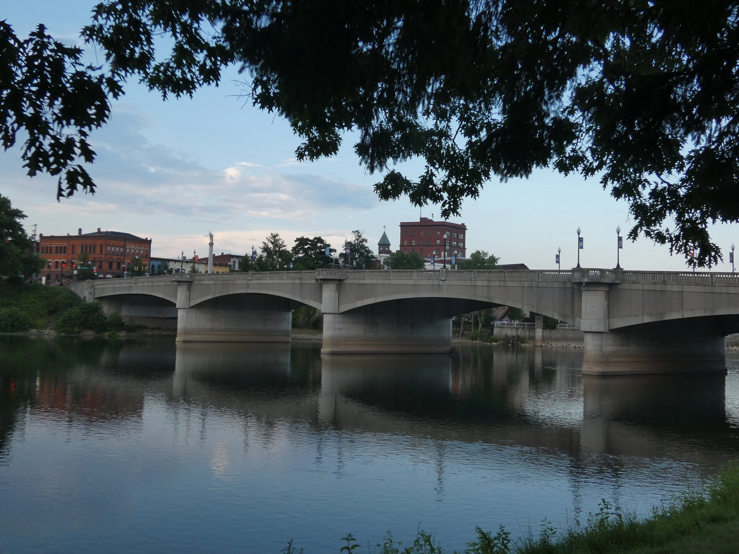 The red oak’s and my view of downtown Warren, PA.