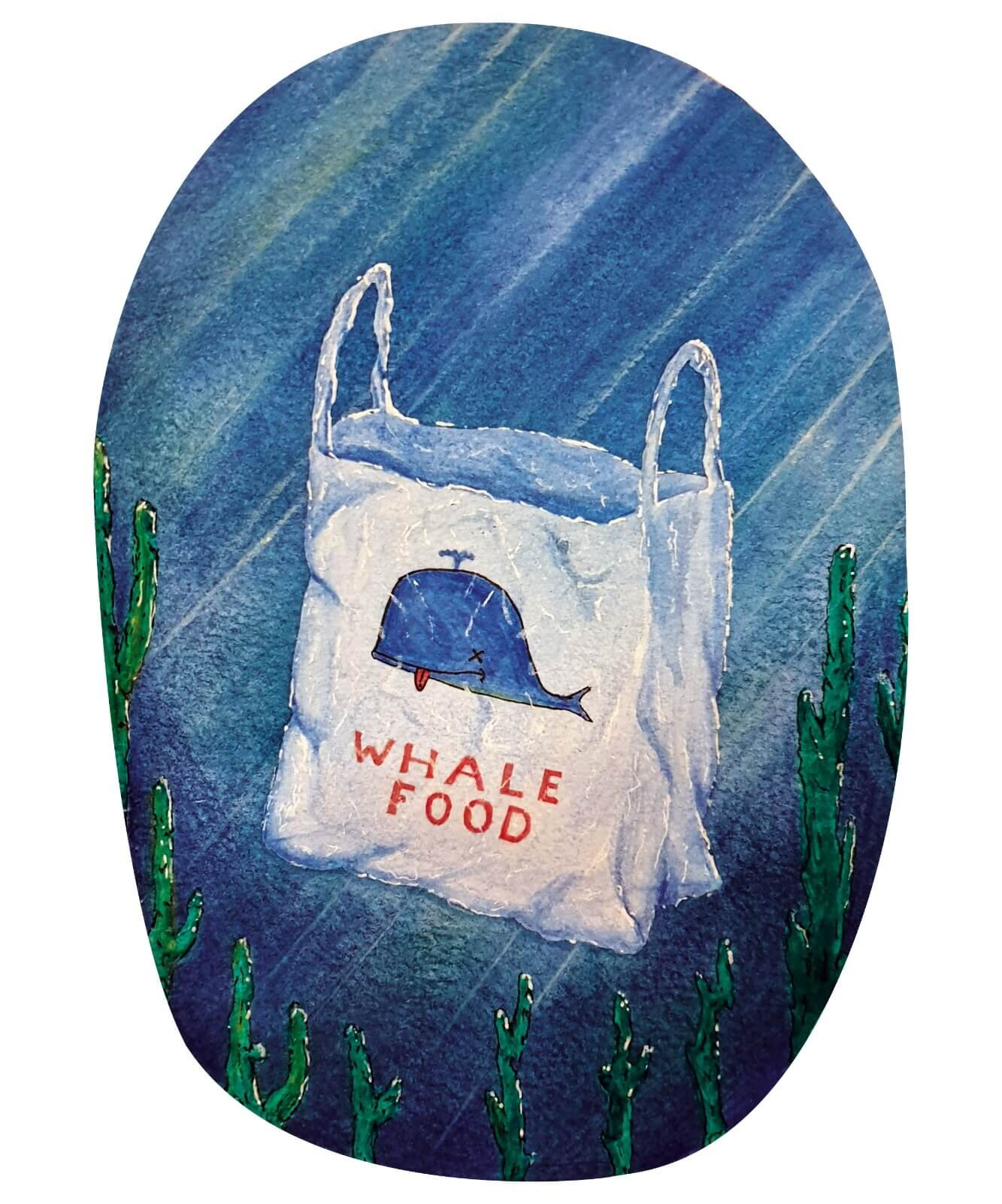 close up image of a Whale Food art plastic pollution print