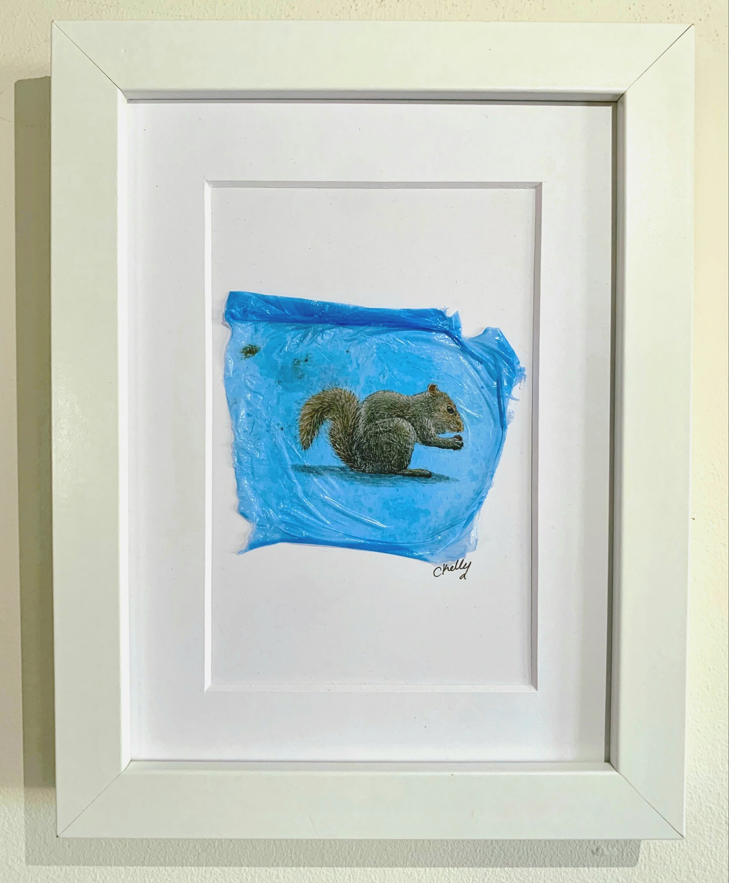 Framed image of Squirrel painting on litter