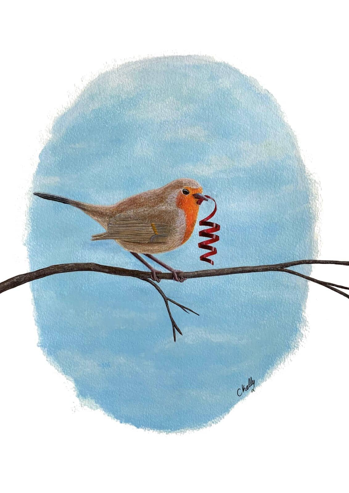 Plastic pollution robin art print