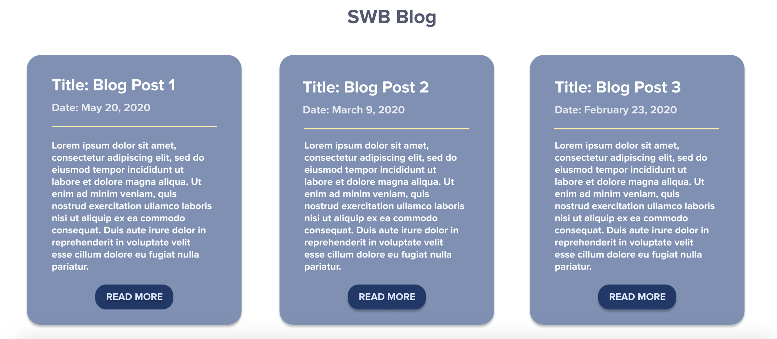 In our last stakeholder interview, a couple members brought up a last-minute idea to start a blog. Even though it’s in the initial stages, we wanted to provide a visual layout of what a blog section could look like on the homepage.