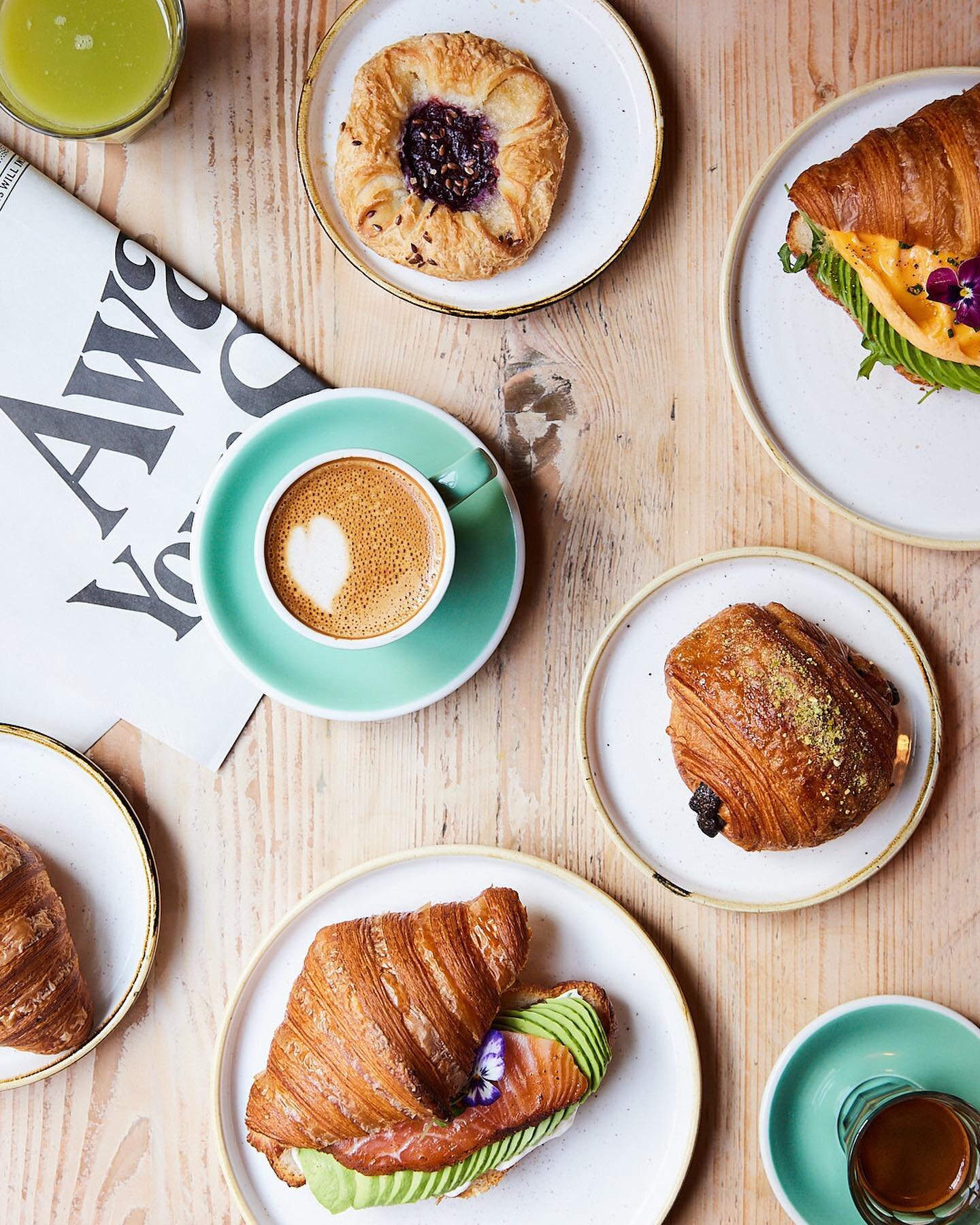 Breakfast time with @avobarlondon , shooting lots of new things on the menu including the dreamiest looking avo smoked salmon croissants 🥐 I&rsquo;ll have one of everything please 🙋🏼&zwj;♀️