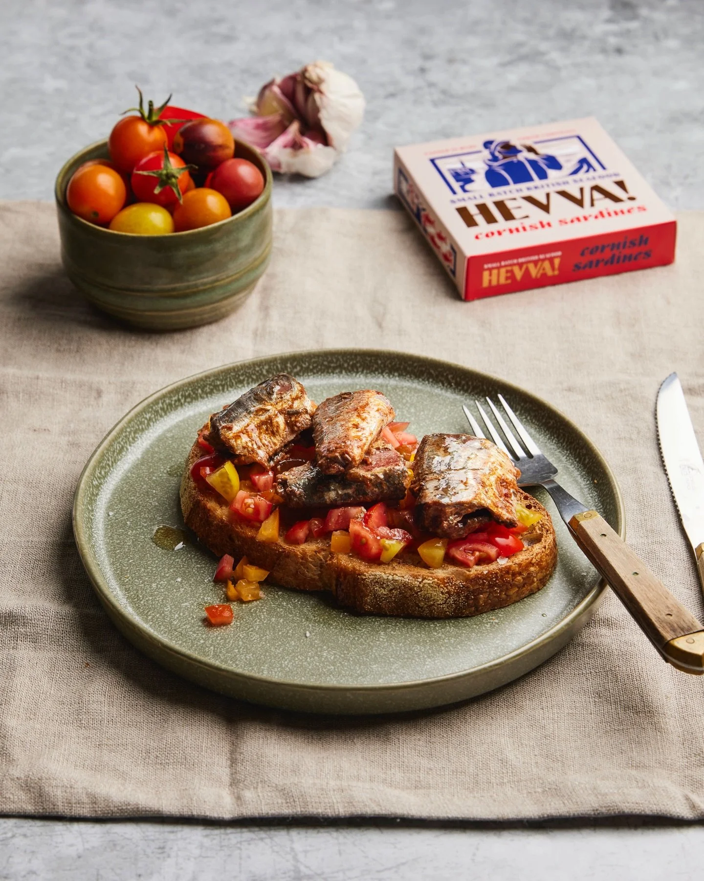 Some new work for @hevva_uk for their newly launched tinned fish range. Couldn&rsquo;t quite believe all of these came from a tin! Delish recipes and food styling from @janetbrinkworth 🐟