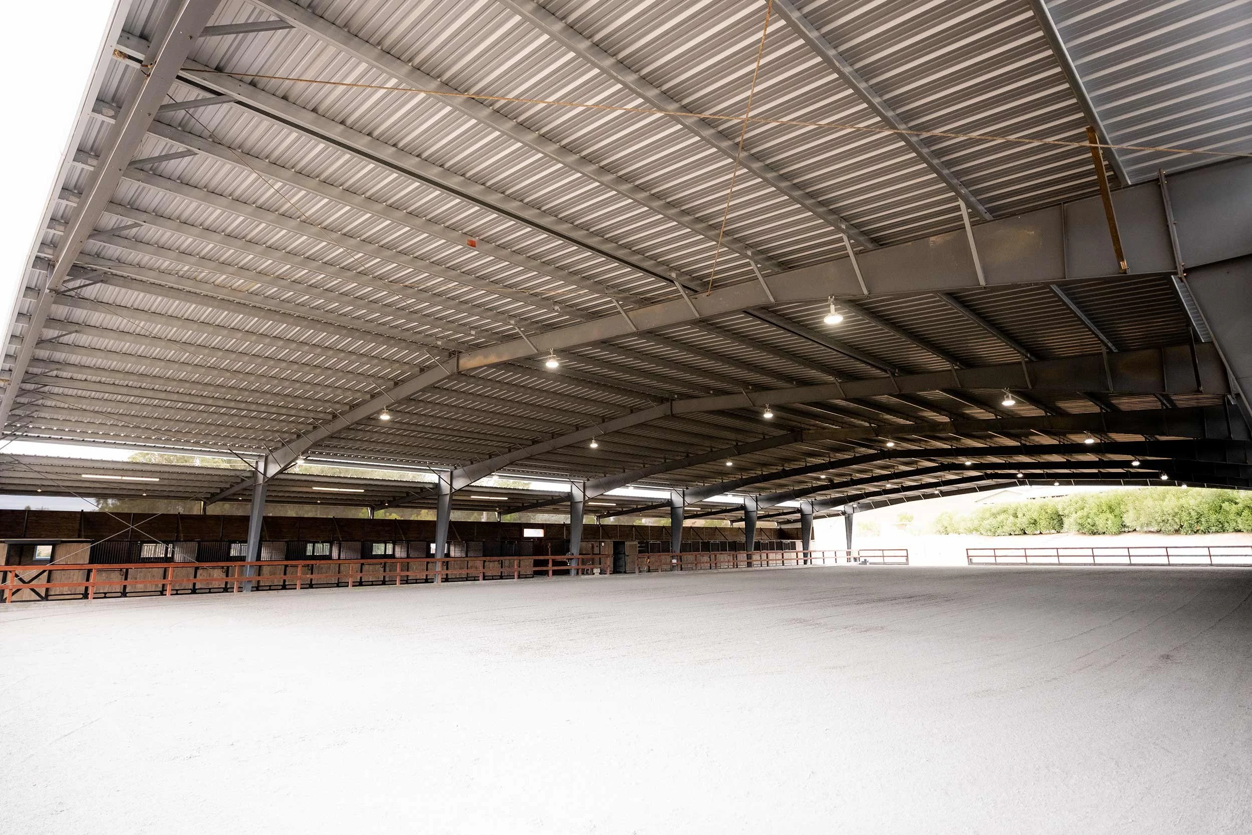 Jaz Creek's indoor arena with custom footing and high ceiling