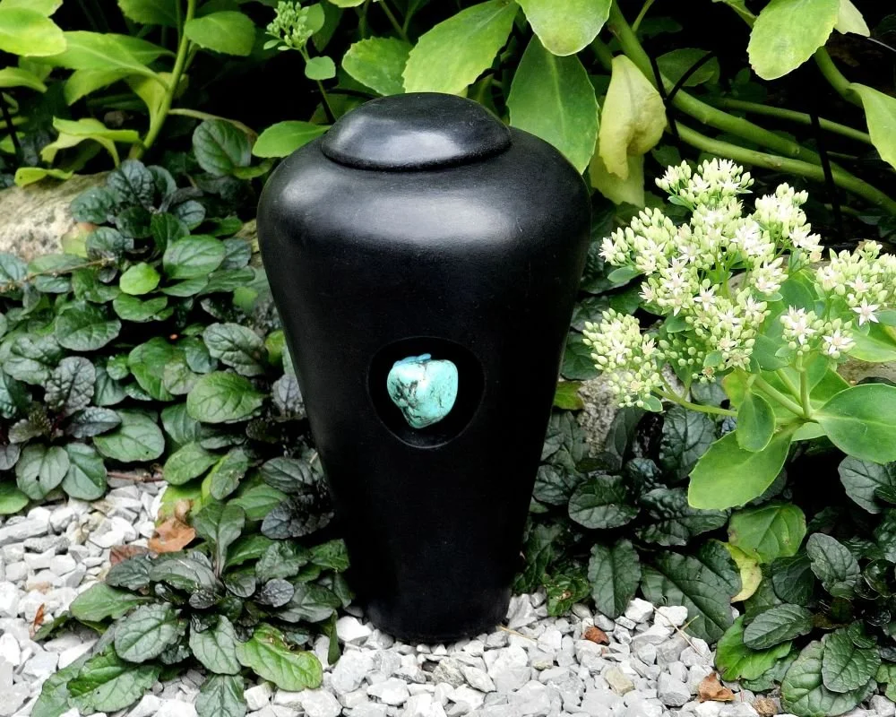 Adult Urn with Polished Turquoise Stone