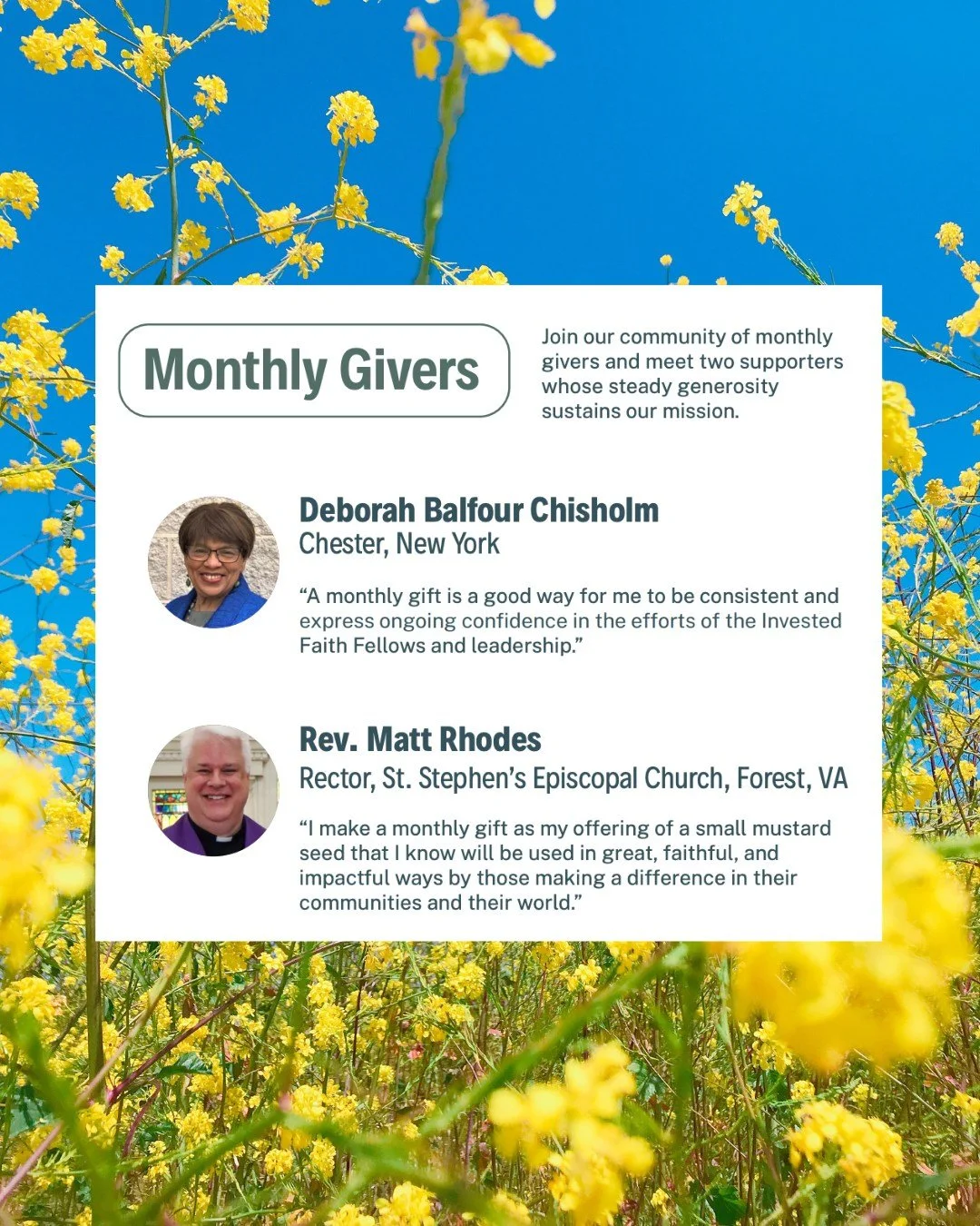 Jesus reminds us that when seeds fall on good soil, they grow and bear abundant fruit. Through our 'Seeds' monthly giving program, you can be the sower, planting seeds of hope and justice in fertile ground&mdash;supporting faith-rooted entrepreneurs 