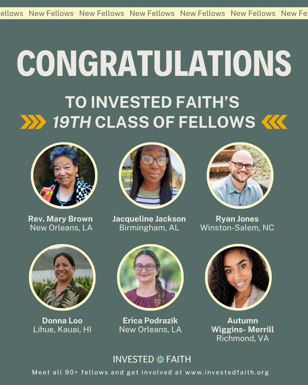 Press Release: Invested Faith Announces 19th Class of Fellows