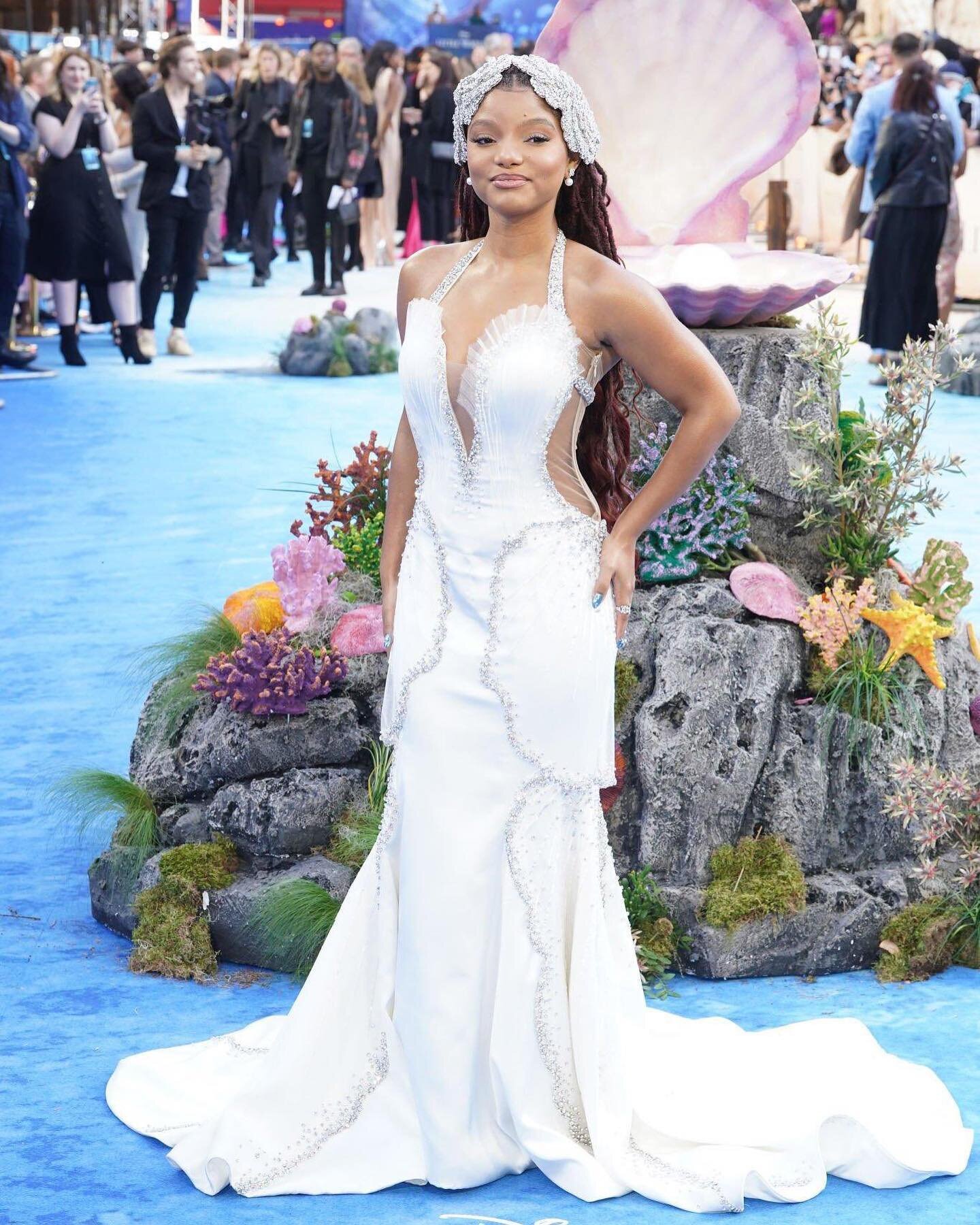 Halle Bailey wears custom @miss_sohee SS23 haute couture to the UK premiere of #thelittlemermaid