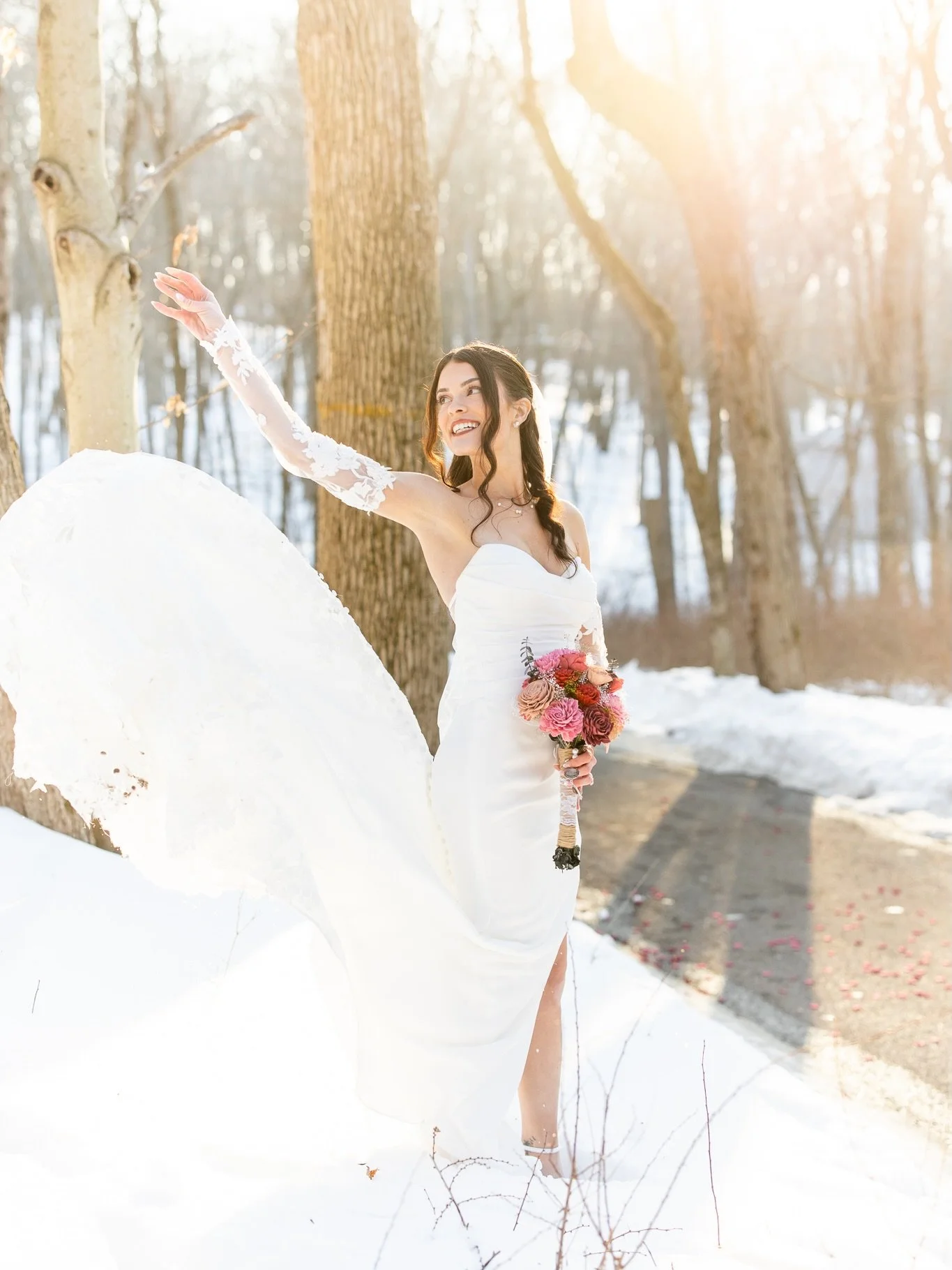 Ashley and Joseph are married!!!! It was the snow wedding of their dreams. 
❄️
📷 | Debbie 

Ashley + Joeseph&rsquo;s Vendor Team on IG 
Photography | @meganhofferphotography
Florist | @solawoodflowers
Rentals | Tents and Events
Cake Baker | @strawbe