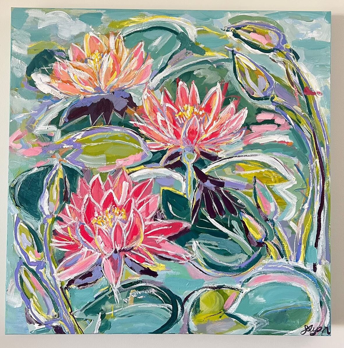 We&rsquo;re excited to share &lsquo;Water lilies&rsquo; by Canberra artist @the_colour_of_sophie_ 🌸🌼🌸🌼🌸

Inspired by the beautiful water lilies near her home, Sophie&rsquo;s painting captures the peacefulness of nature.

Size: 60cm x 60cm

Now a