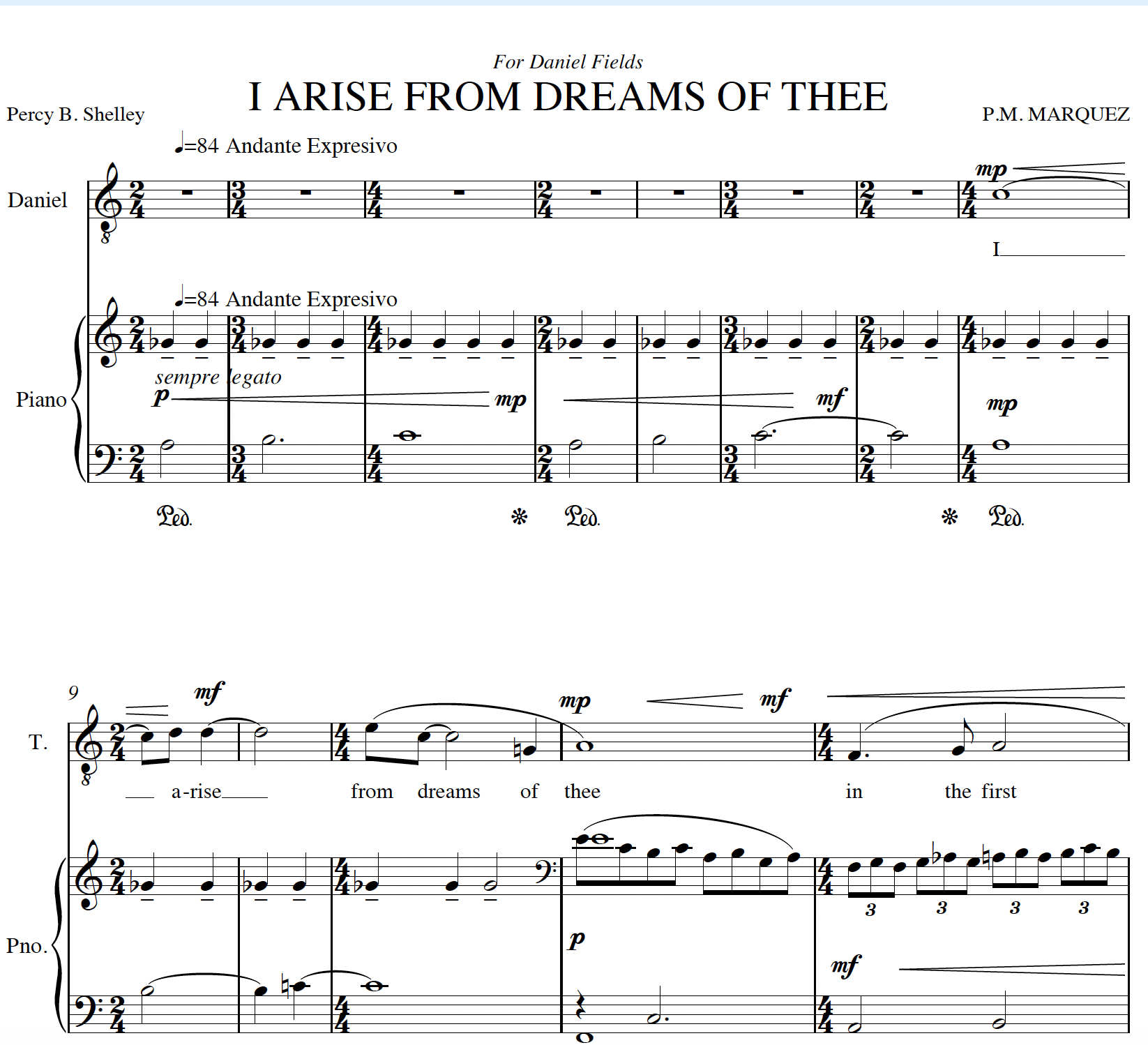 I ARISE FROM DRAEMS OF THEE (Tenor-Piano)