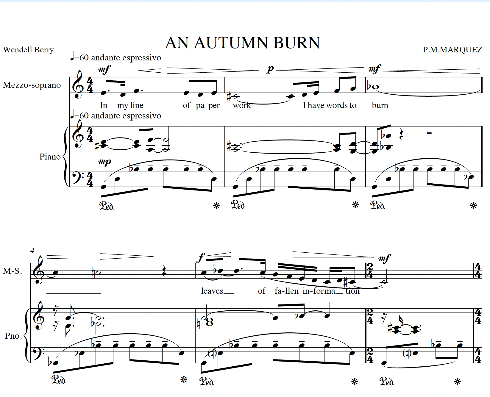AUTUMN BURN (Mezzosoprano-Piano)