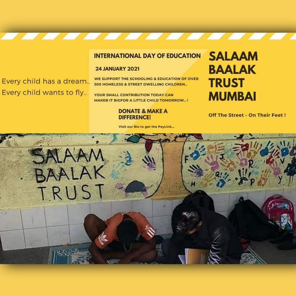 11 Million - The No.of. Street Children in India.

We at Salaam Baalak put education first for our kids..

On the occasion of World Education Day, choose to Make A Difference, help to change a child's future..

Share - Volunteer - Donate
🔗https://rz
