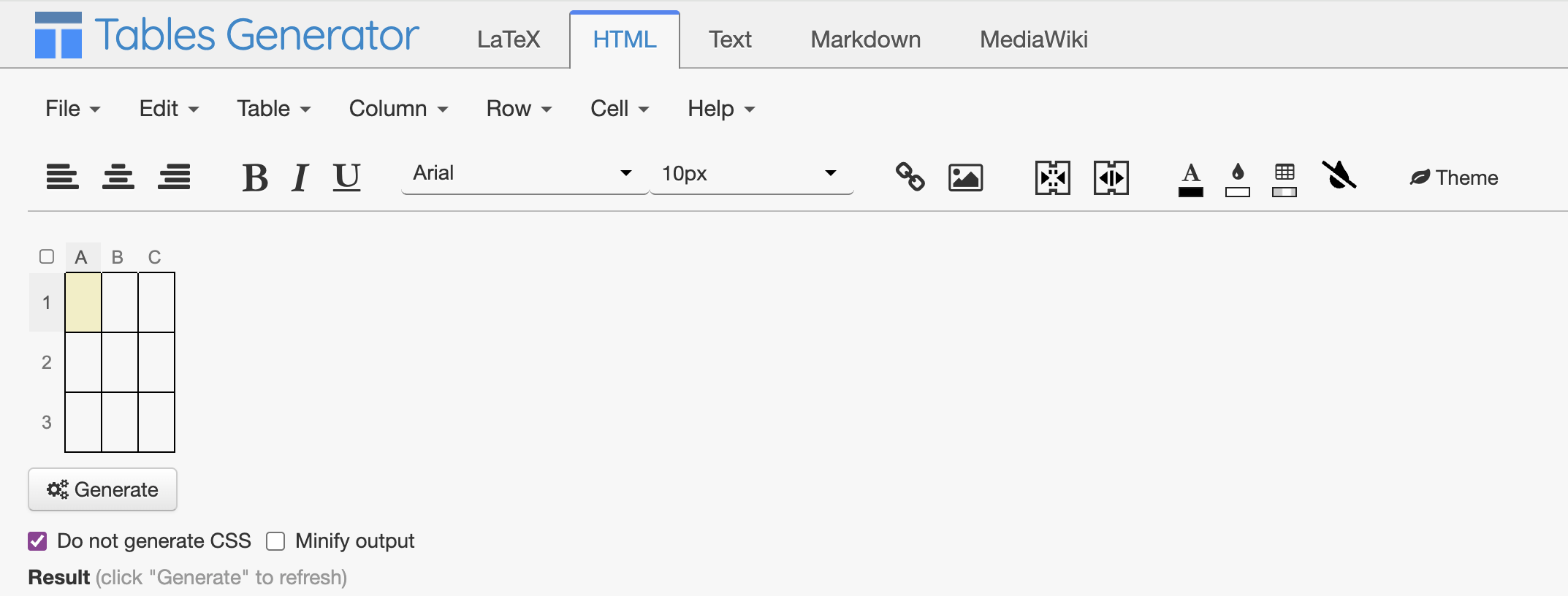 HTML Table Generator
