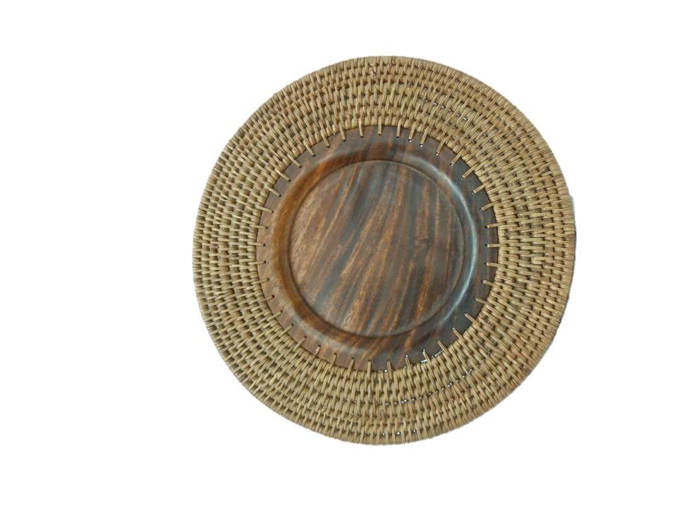 PLATO BASE REDONDO RATTAN C/MADERA  SHAN-29X3
