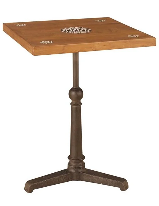 MESA DE MADERA C/BASE DE METAL 61X61X79