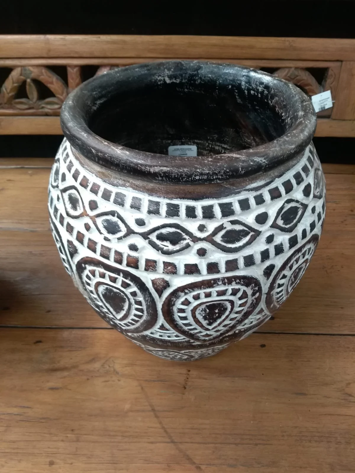 JARRON DE MADERA TALLADO 31X30CM