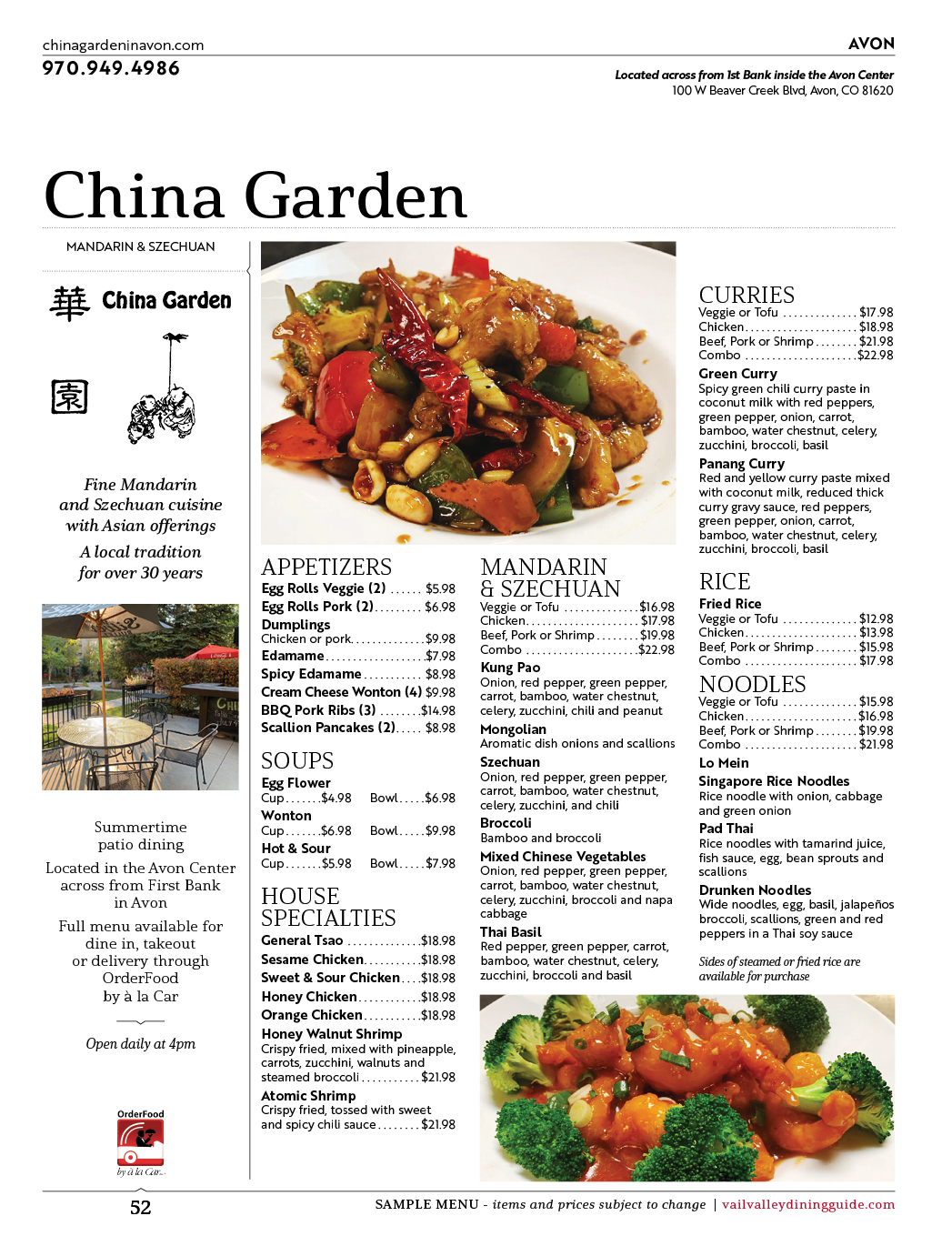 China Garden Vail Valley Dining Guide